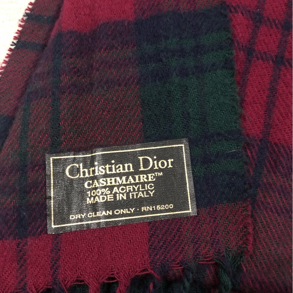 Christian Dior Cashmaire Plaid Scarf - Picture 5 of 5